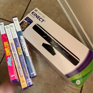 Xbox 360 Kinect Sensor with 5 Games NWOT